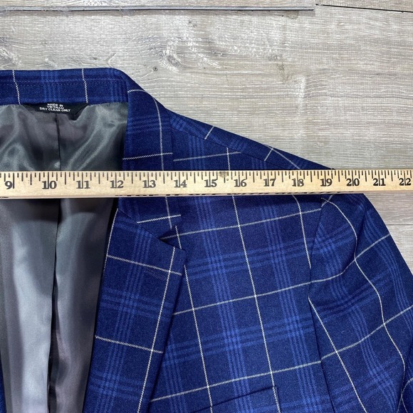 Haggar Blazer Mens 52R Blue Plaid Windowpane Tailored Fit Sport Coat Jacket - Picture 5 of 12